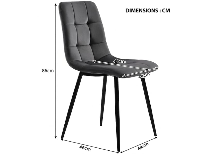 Ensemble table ronde 80 cm et 4 chaises en velours gris, plateau effet marbre blanc  - Conforama C