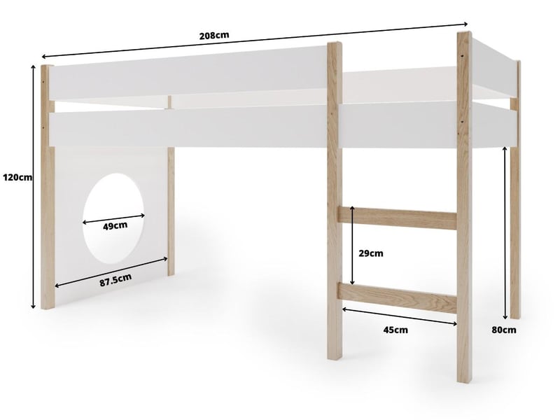 Yappygrott - lit mi-hauteur 90x200 cm - blanc 4754010388424 - Conforama E
