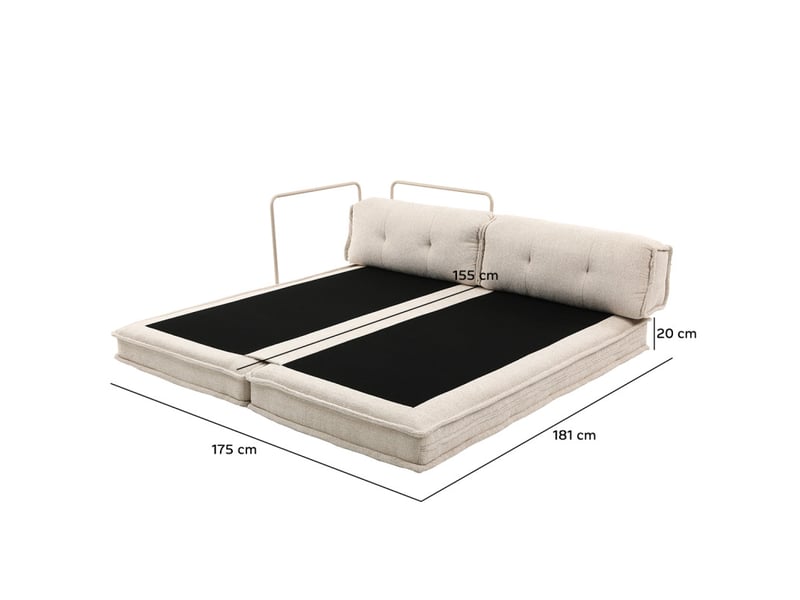Canapé style futon 2 étages 3pl convertible tissu doux beige – annie - Conforama E