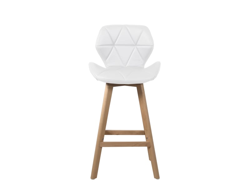  Lot de 2 chaises de bar scandinaves fata 67 cm en simili cuir blanc avec pieds en bois 148-FATA - Conforama B