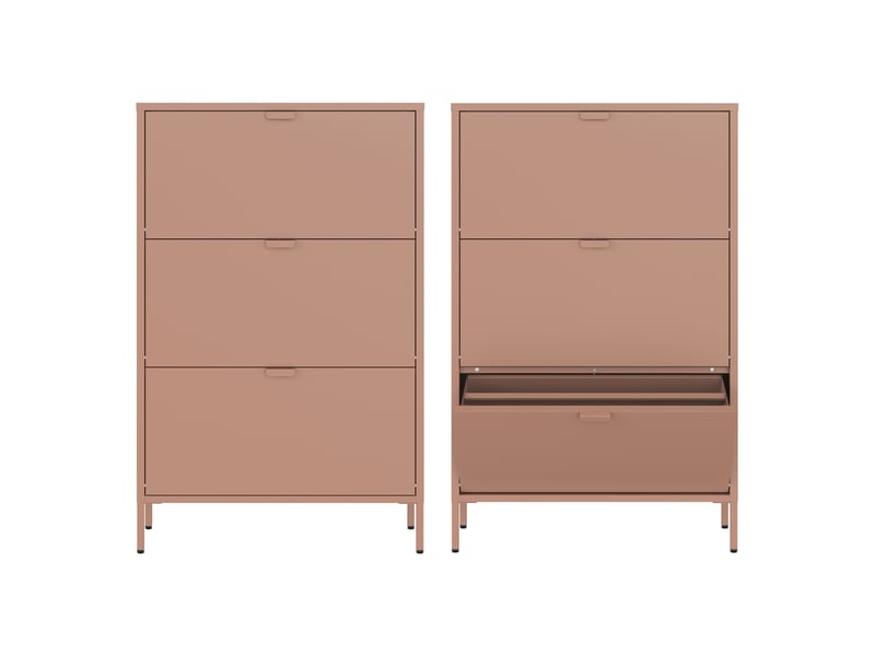 Meuble à chaussures 3 portes en métal vieux rose marion  - Conforama B