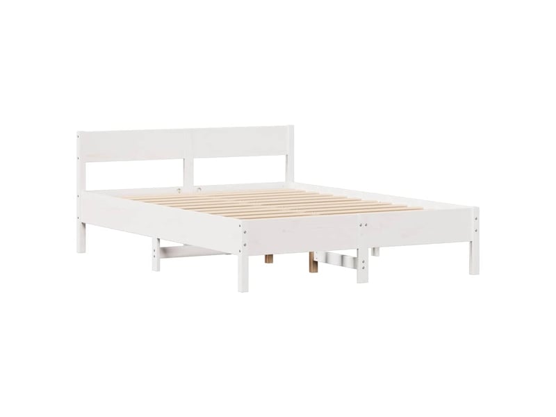  Lit double- lit adulte -  cadre de lit sans matelas blanc 120x190 cm bois de pin massif  - Conforama D