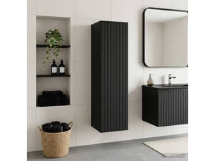 Cabinet salle de bain mural, meuble de rangement noir 33x34.5x100 cm