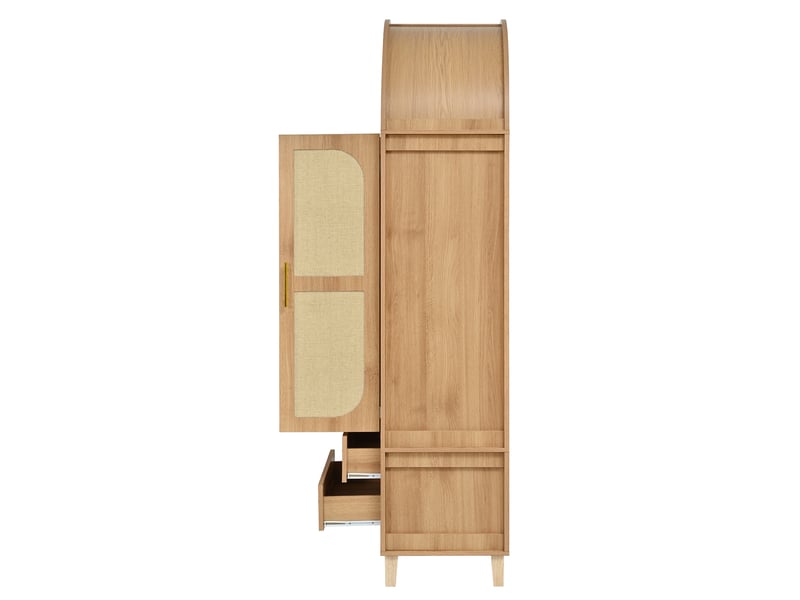  Buffet haut,76x40x179,5 cm,led pilotée par application,mdf,naturel  - Conforama B