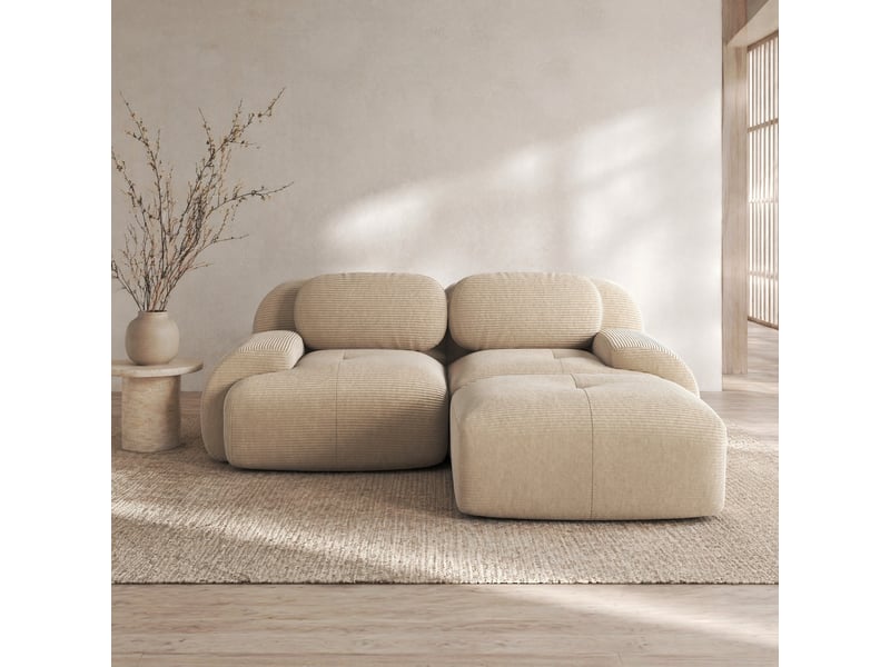 Canapé d'angle modulaire modenvie 2 places en velours côtelé beige 208 x 178 x 70 cm - Conforama B