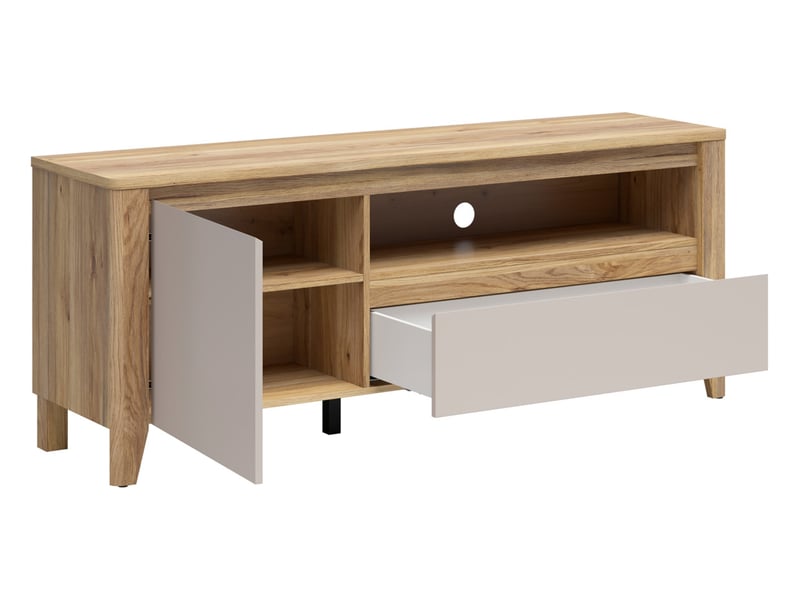  Meuble tv 1 porte 1 tiroir coloris chêne mauvellacachemire - longueur 161 x profondeur 42,5 x hauteur 64,5 cm  - Conforama C