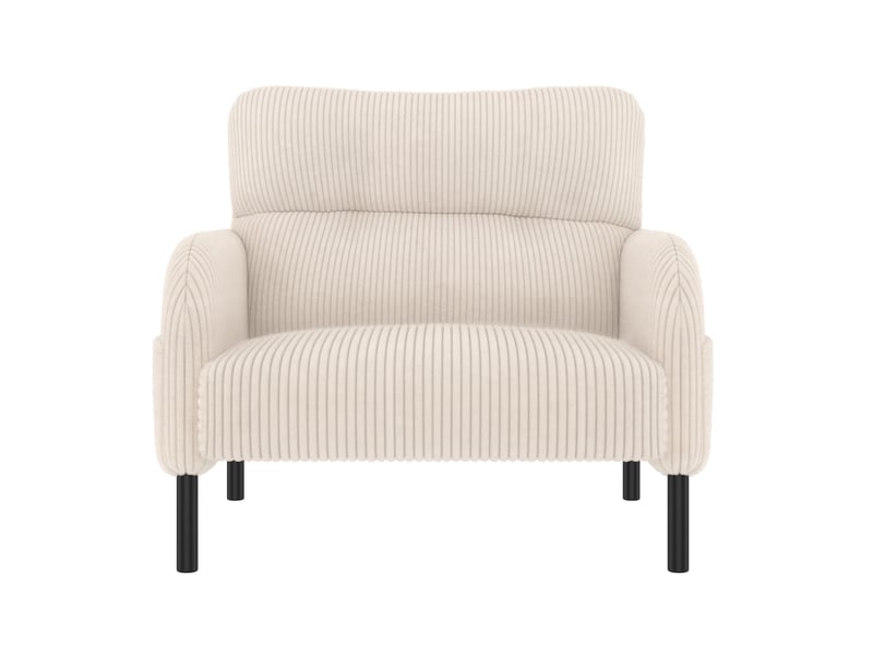  Fauteuil individuel noir en velours côtelé avec poches latérales 67×75×79 cm  - Conforama A