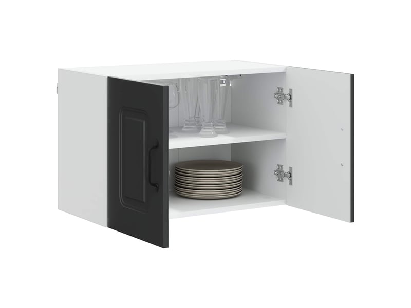 Meuble mural de cuisine | armoire de cuisine 2 pcs noir bois d'ingénierie shl5084 - Conforama C