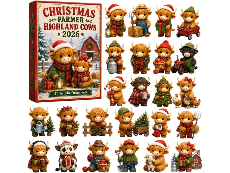  Calendrier de l'avent 2026 highland cow – 24 ornements en acrylique à collectionner, déco de noël  - Conforama A