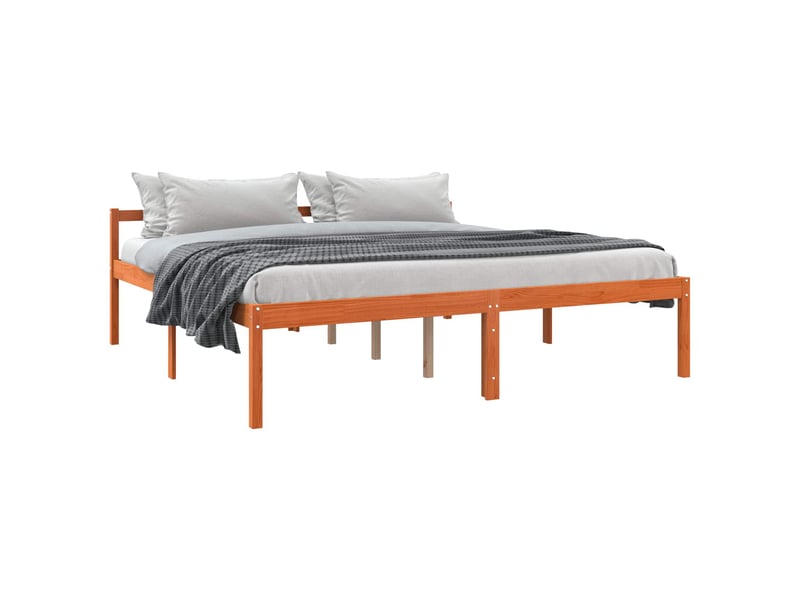  Lit double- lit adulte -  cadre de lit  marron 200 x 200 cm bois de pin massif  - Conforama A
