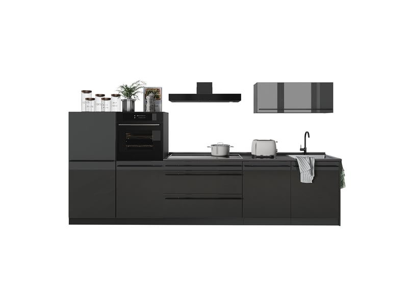  Vicco cuisine, anthracite haute brillanceanthracite, 340cm plan de travail marbre  - Conforama E
