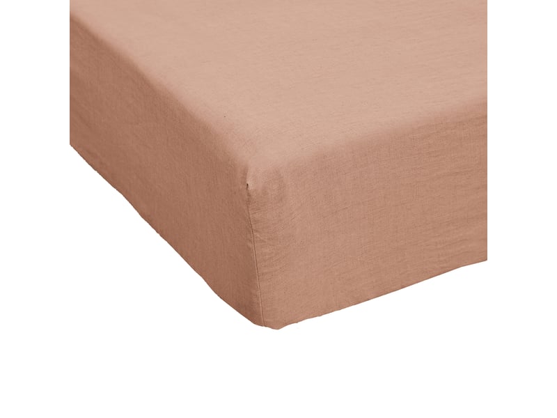  Drap housse 90x190+30 cm lin rosalie vieux rose PD24894 - Conforama A