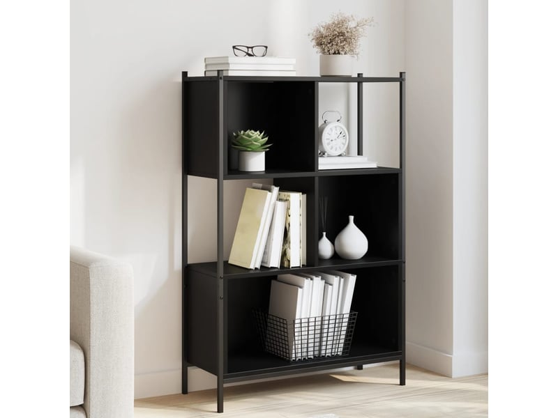  Bibliothèque, meuble de rangement salon noir 72x28x109 cm bois d'ingénierie  - Conforama B