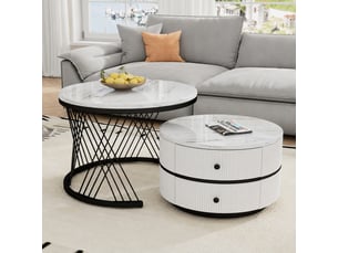 Table basse rond(e) coloris blanc <strong></strong> <strong></strong> - 60 cmx50 cm