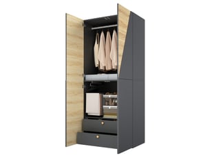 Armoire 2 portes avec penderie et tiroirs 90 x 50 x 200 cm homvra