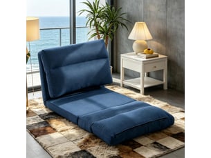 Fauteuil convertible, en polyester, coloris bleu, l70 x p72 x h56 cm, assise confortable, design moderne