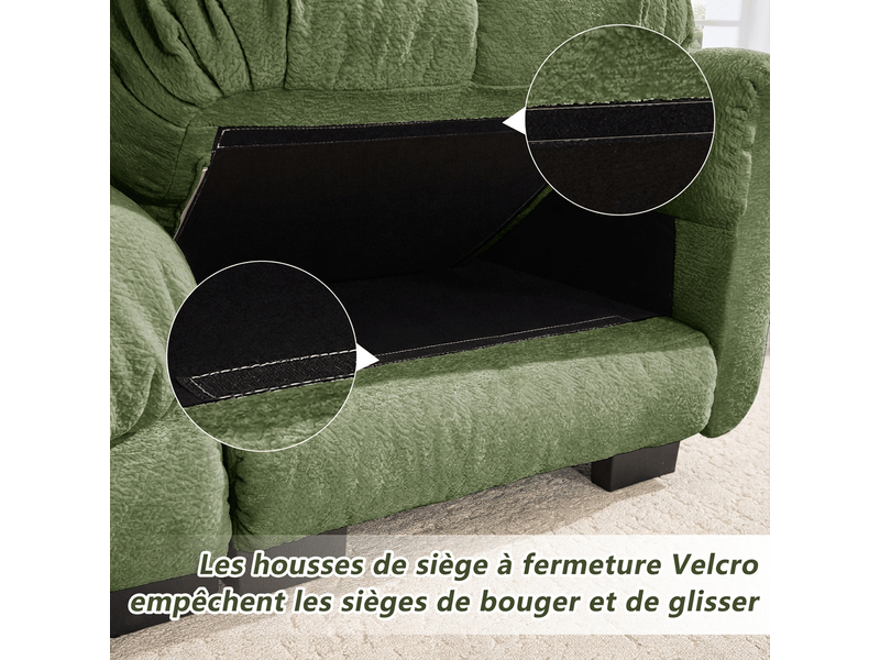Canapé d'angle 4 places en l modulaire chenille 330 x 149 x 90 cm avec ottomane mobile - Conforama E