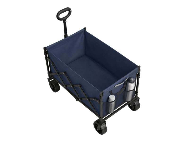 Chariot pliable, 4 roues renforcées, chariot de jardin, grande capacité 150l, extérieur, bleu - Conforama A