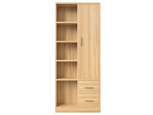 Armoire avec 1 porte, 2 tringles, tiroirs et étagères ouvertes pour chambre en bois couleur bois 70 × 50 × 170 cm