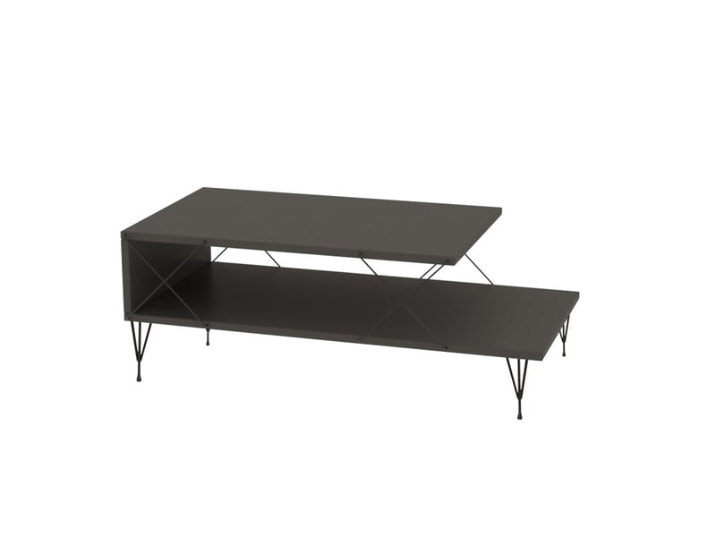  Table basse table de salon bois mdf mélaminé anthracite avec pieds métal l 100 cm industriel  - Conforama A