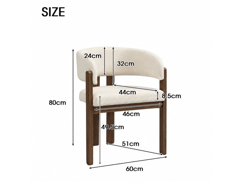  Chaise de salle à manger 60x51x80 cm - lot de 6 - bouclette - confort quotidien - design moderne - pour salle à manger - assise rembourrée - noyer CozyNest - Conforama D