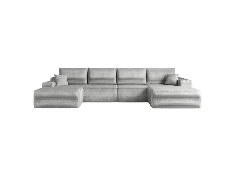  Canapé modulable d’angle en mousse 340 cm, méridienne en l, velours côtelé, assise profonde – gris IKSETERA TRADING LTD - Conforama A