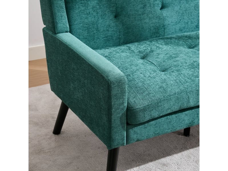  Banquette,119x75x88 cm,2 places capitonnée,lin,vert rétro  - Conforama E