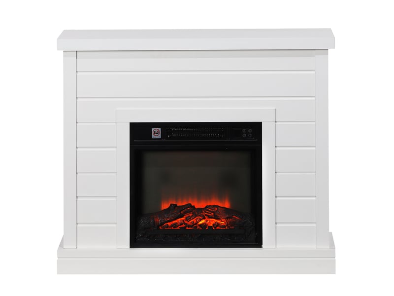  Cheminée électrique, effet flamme 3d, 3 réglages, minuterie, télécommande, blanche  - Conforama B