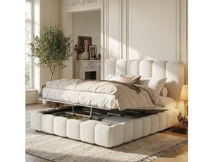 Lit coffre 140x190 cm <strong>WISHDOR</strong> <strong></strong> coloris blanc