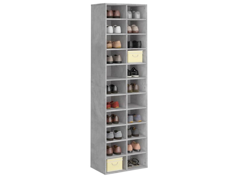  Meuble à chaussure, armoire à chaussures gris béton 54x34x183 cm bois d'ingénierie  - Conforama C