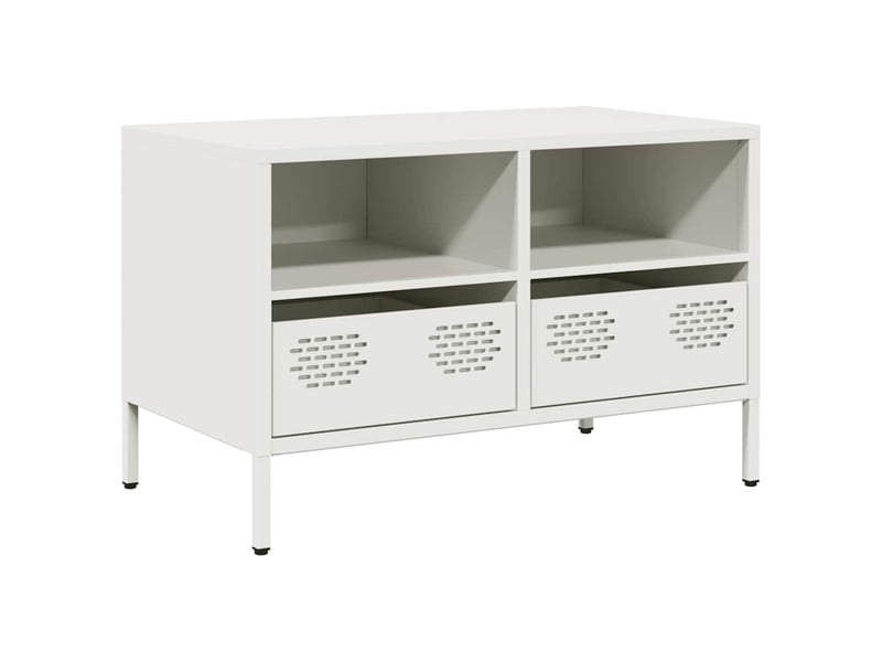  Meuble tv - banc tv - meuble de rangement blanc 68x39x43,5 cm acier laminé à froid  - Conforama A