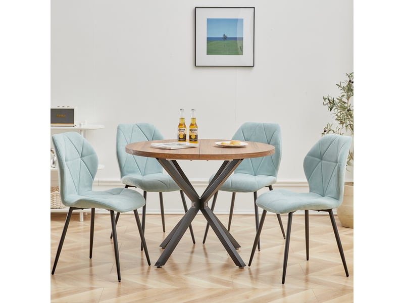  Lot de 4 chaises - chaise de salle à manger vintage en forme de diamant - chaise en lin - pieds en métal(menthe) Grand-house - Conforama C