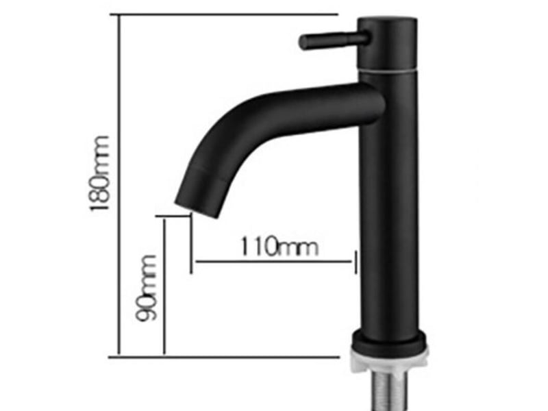  Robinet de lavabo noir mat en acier inoxydable sans plomb, monocommande monotrou 18*11cm Washbasin faucet - Conforama B