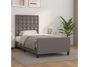 Lit adulte, lit simple, cadre de lit sans matelas gris 100x200cm similicuir cf13781