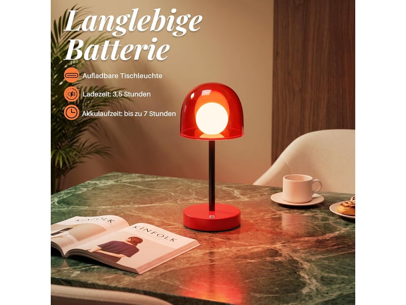  Zmh lampe de table led sans fil lampe de chevet intensité variable 3000k-6500k pour chambre bureau  - Conforama C