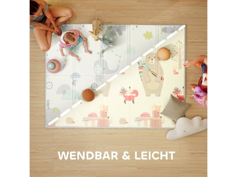 Tapis de jeu bébé en mousse, motif animaux, rembourrage 1,5 cm, antidérapant - Conforama B