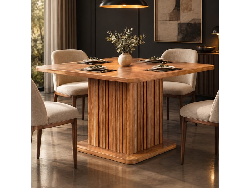  Table à manger carrée,80x80x76 cm,avec rangement,mdf,marron foncé  - Conforama B