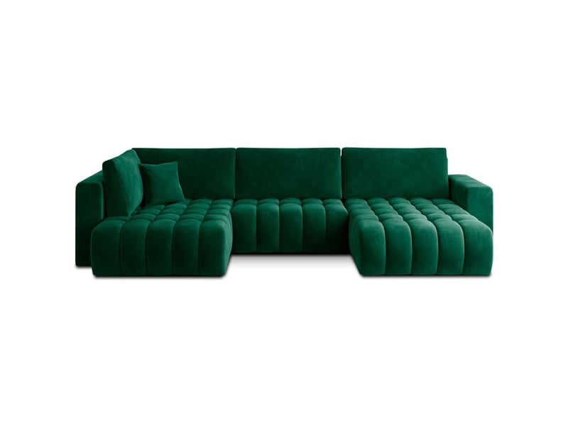  Canapé d'angle bonita convertible 6 places vert foncé effet velours – droit – 350x175cm  - Conforama A