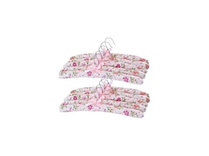 Cintres rembourrés, 10pcs 15 pouces de coucher en satin floral, cintres rembourrés non glissants, pas de linge de vêtements de blocs de chemise (rouge rose, motif aléatoire)