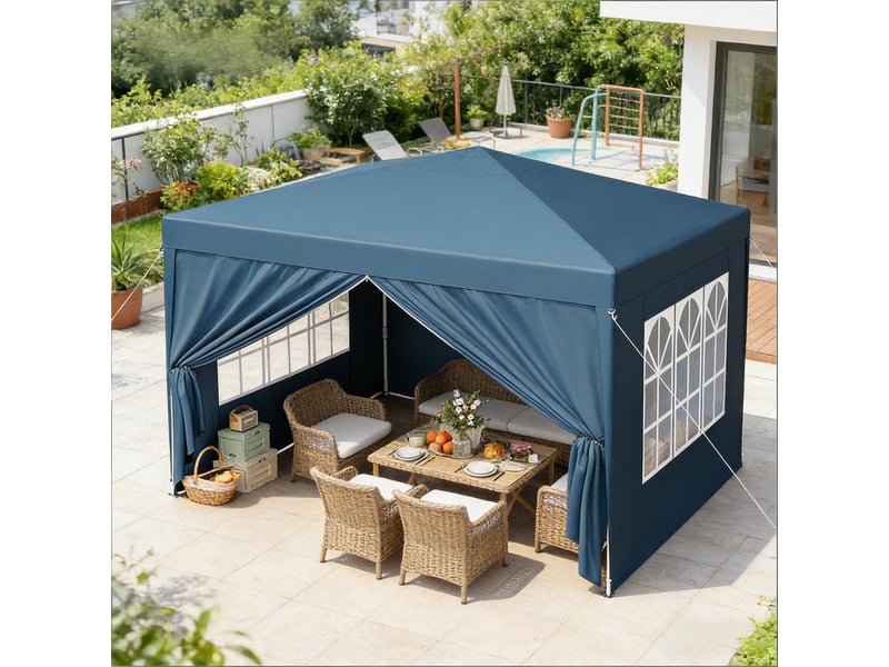  Gazebo de jardin anthracite 3x3 m, pavillon pliable pour mariage, terrasse et événements  - Conforama D