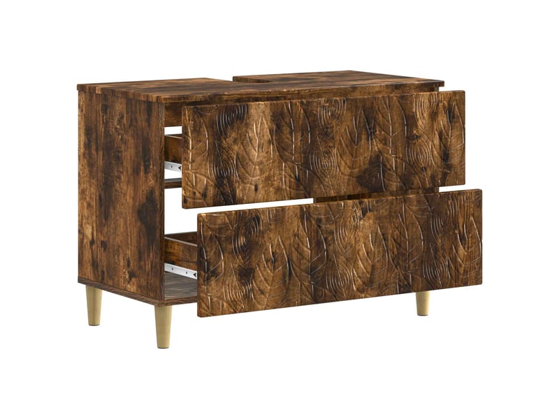 Meuble sous lavabo de salle de bain delft chêne fumé cf64857 - Conforama C