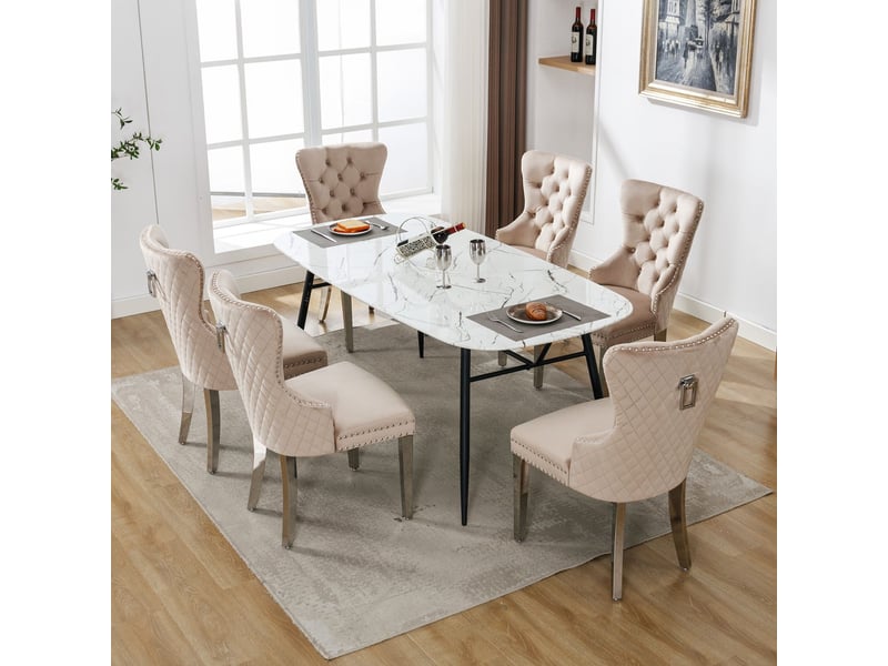  Chaise salle à manger, design élégant chaise rembourrée, structure métal robuste, dossier ergonomique  - Conforama B