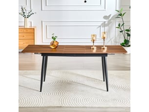 Table à manger rectangulaire effet bois, 190,5/150 cm, pieds métal, style industriel, 6–8 places