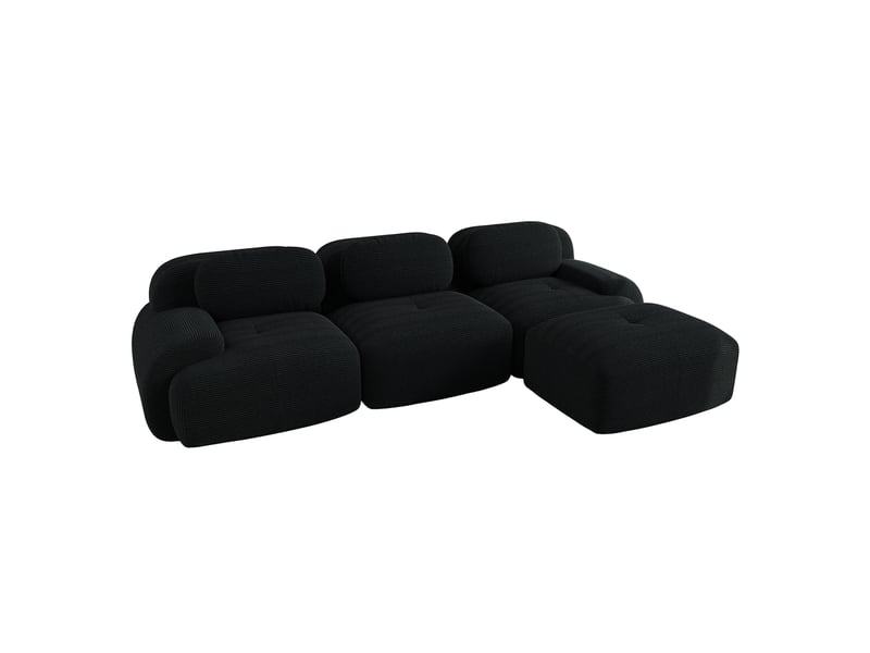 Canapé d'angle, canapé modulable, en velours tricoté, noir, sans montage, sans structure, chambre, pour salon - Conforama E