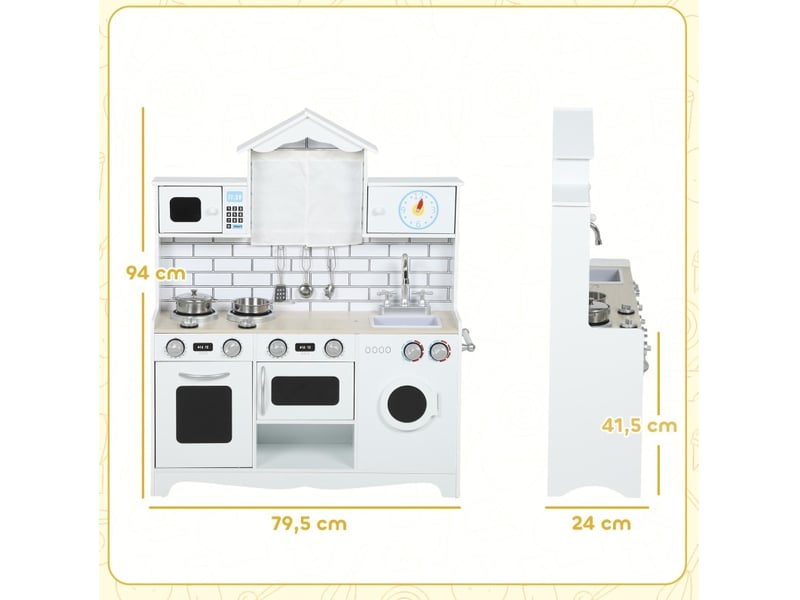  Cuisine enfant 79,5x24x94 cm avec fonction sonore bois blanc  - Conforama E