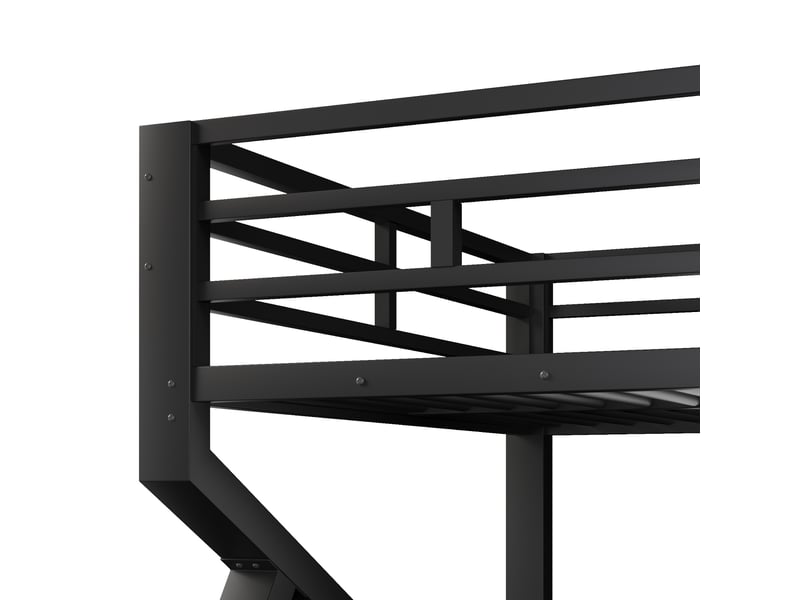  Lits superposés 140 × 200 et 160 × 200 cm, structure en métal, éclairage led, barrières et échelle, sans matelas, noir  - Conforama E