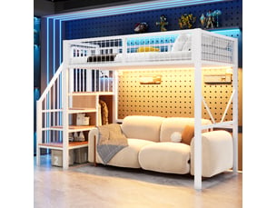 Lit mezzanine 90x200 cm <strong>MAISENTIEL</strong>  <strong></strong> coloris blanc