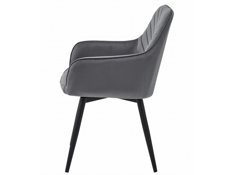  Chaise pivotante nana360 en velours gris foncé avec pieds noirs  - Conforama E
