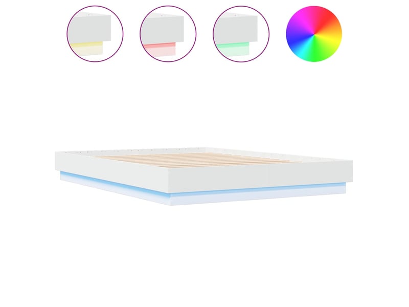 Lit double- lit adulte - cadre de lit avec led sans matelas blanc 150x200 cm - Conforama A