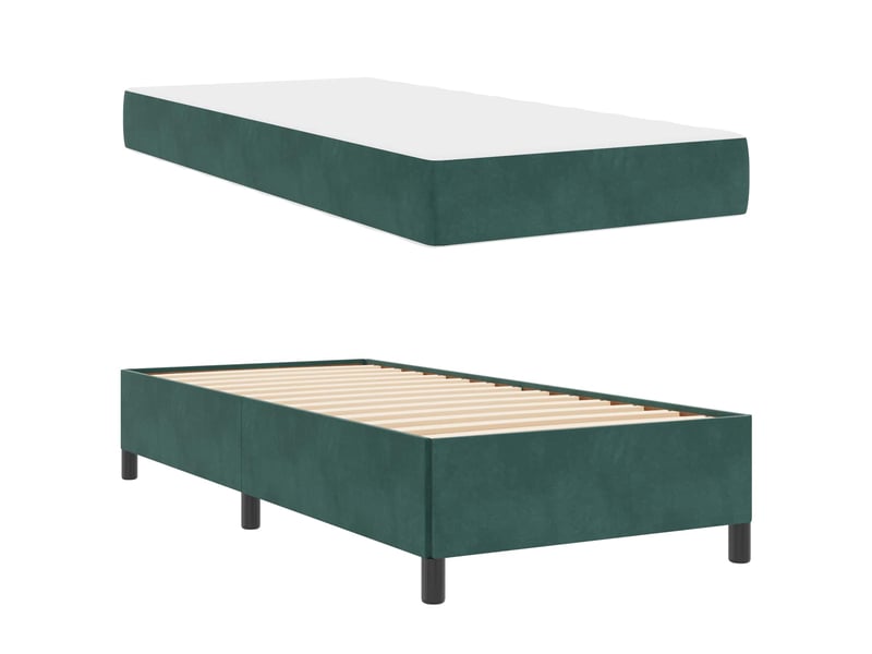  Lit simple- lit adulte -  cadre de lit vert foncé 80 x 200 cm tissu  - Conforama D